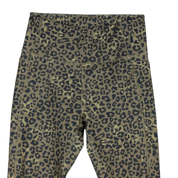 Nicole Miller Sport Leggings Size Large Black and Brown Animal Print High Rise - Picture 2 of 6